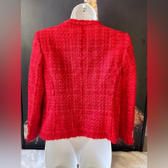 🔥❤️NWT ZARA Women Tweed Blazer Jacket in Red. Size XS❤️🔥 - Picture 5 of 6